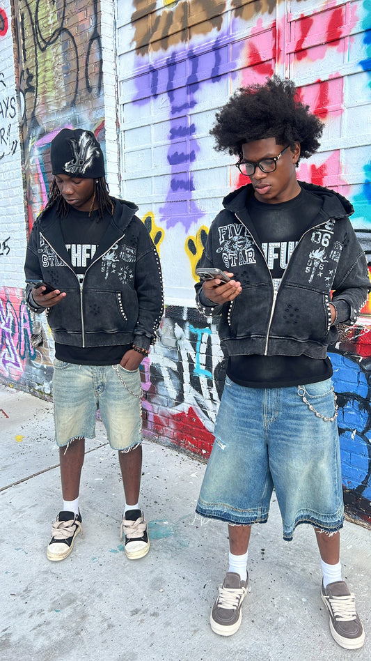 BLACK "VARSITY STAR" ZIP UP