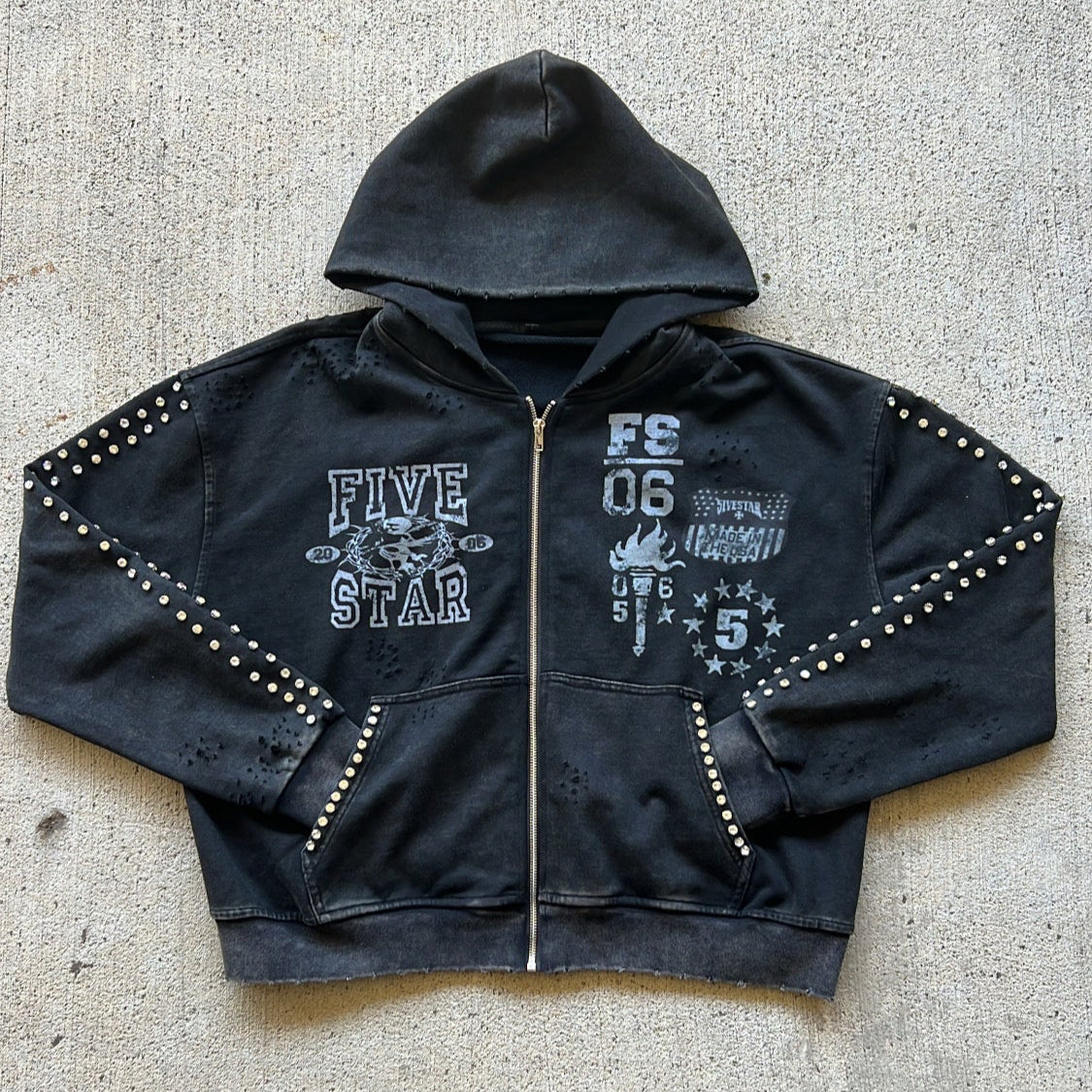 BLACK "VARSITY STAR" ZIP UP