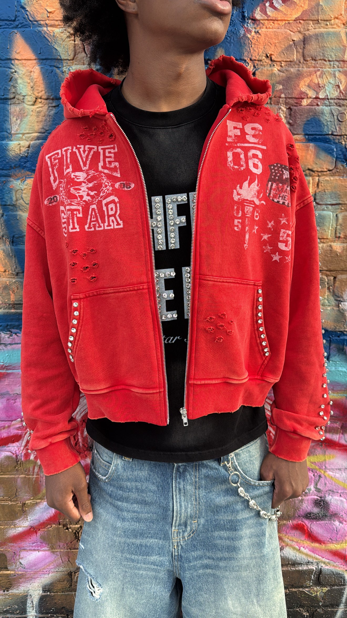 RED "VARSITY STAR" ZIP UP
