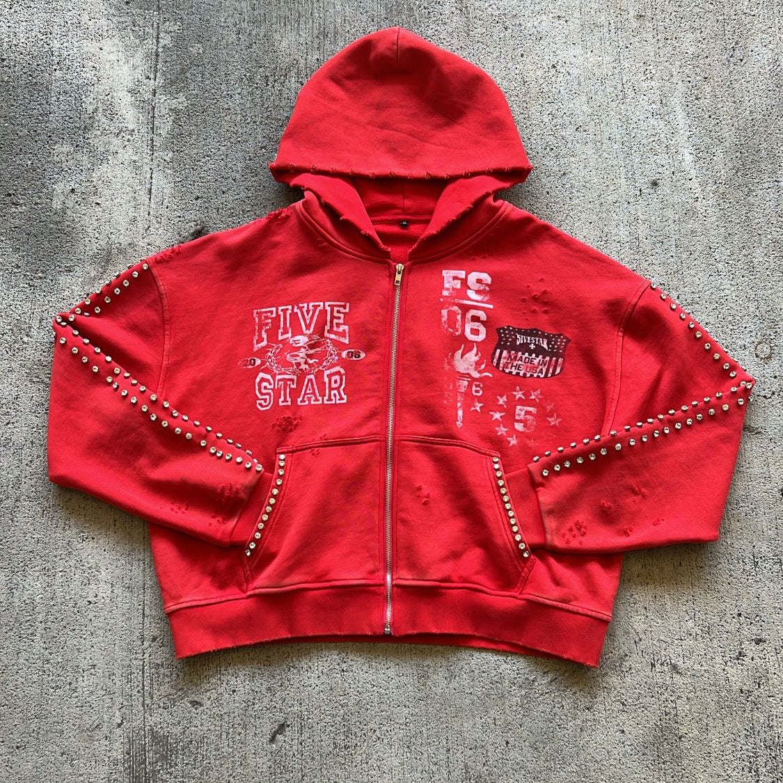 RED "VARSITY STAR" ZIP UP
