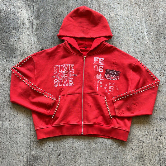 RED "VARSITY STAR" ZIP UP