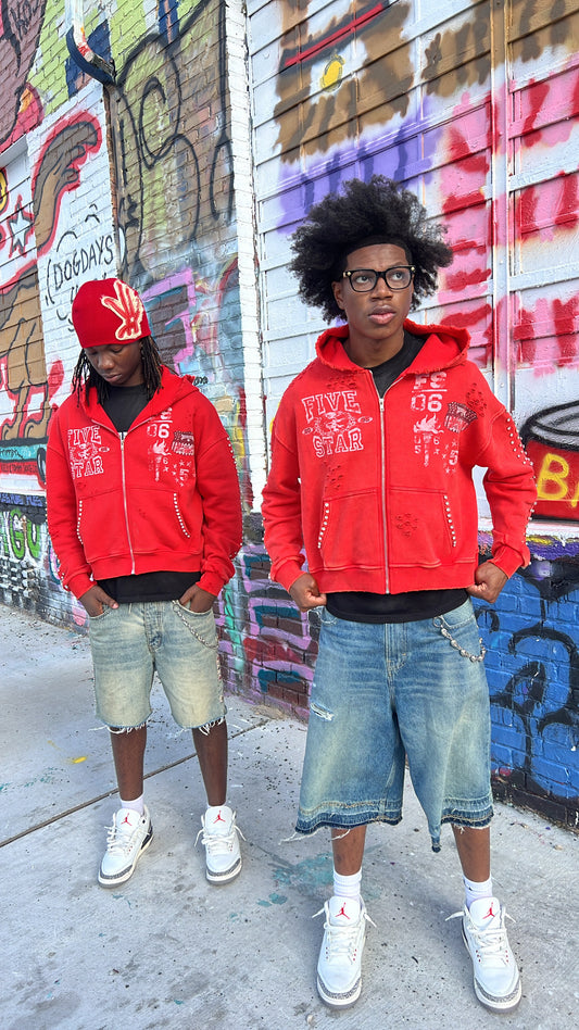 RED "VARSITY STAR" ZIP UP
